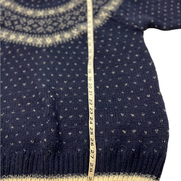 Vintage Lodge Sweater Adult XL Blue White Wool Knit Nordic Fair Isle Icelandic - Picture 4 of 7